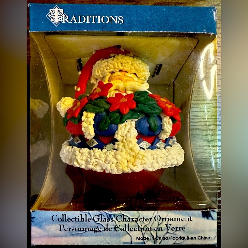 NWT Traditions Santa Ornament with poinsettias​​​